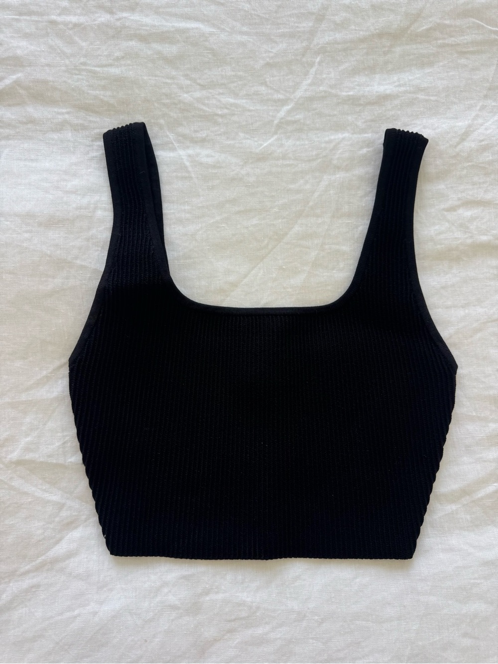 Aritzia Black Ribbed Square-Neck Tank